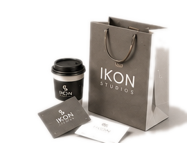 Ikon Studios bag and stationery mockup