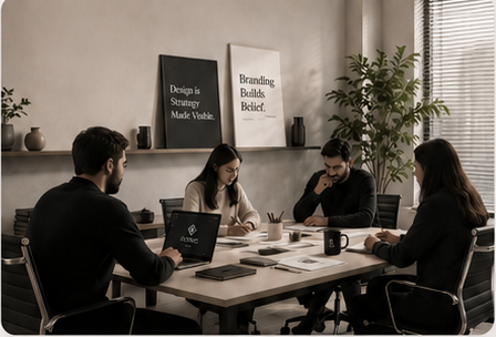Ikon Studios team planning a brand project